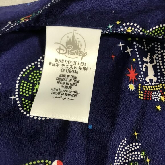 Disney Button Front Shirt Mens Small Navy Parade Camp 50th Anniversary Short - Picture 2 of 8
